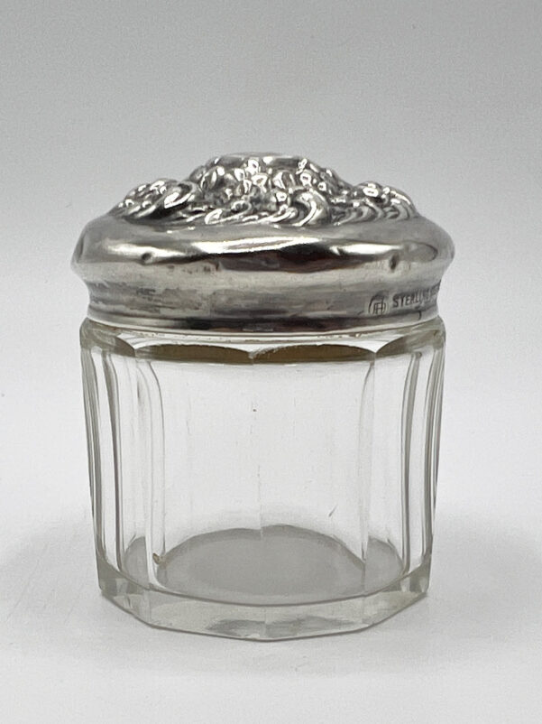 Unger Brothers Sterling Silver & Crystal Powder Vanity Dresser Jar, 19th Century Antique - Image 6