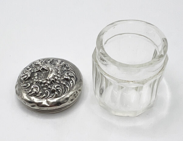 Unger Brothers Sterling Silver & Crystal Powder Vanity Dresser Jar, 19th Century Antique - Image 3