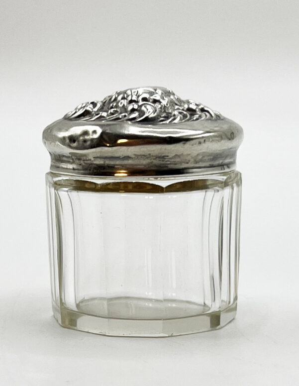 Unger Brothers Sterling Silver & Crystal Powder Vanity Dresser Jar, 19th Century Antique - Image 5