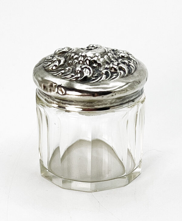 Unger Brothers Sterling Silver & Crystal Powder Vanity Dresser Jar, 19th Century Antique - Image 2