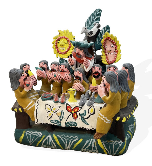 Original 60's Vincente Ocumichu Watermelon Last Supper Clay Tableau, Mexico - Image 4