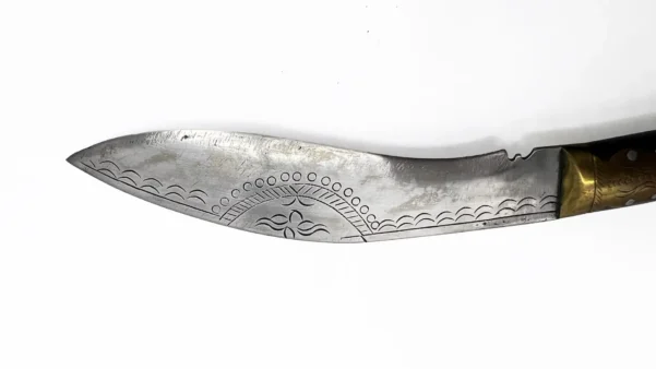 Antique Nepalese Brass & Horn Gurkha Kukri Engraved 5" Blade Knife + Scabbard - Image 14