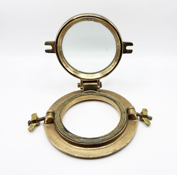 Vintage Marine 8" Solid Brass 2 Dog Porthole & Tempered Glass Window Stamp N-375 - Image 7