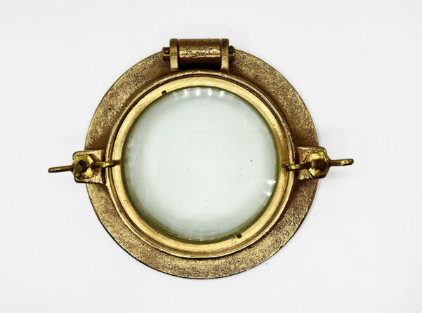 Vintage Marine 8" Solid Brass 2 Dog Porthole & Tempered Glass Window Stamp N-375 - Image 2