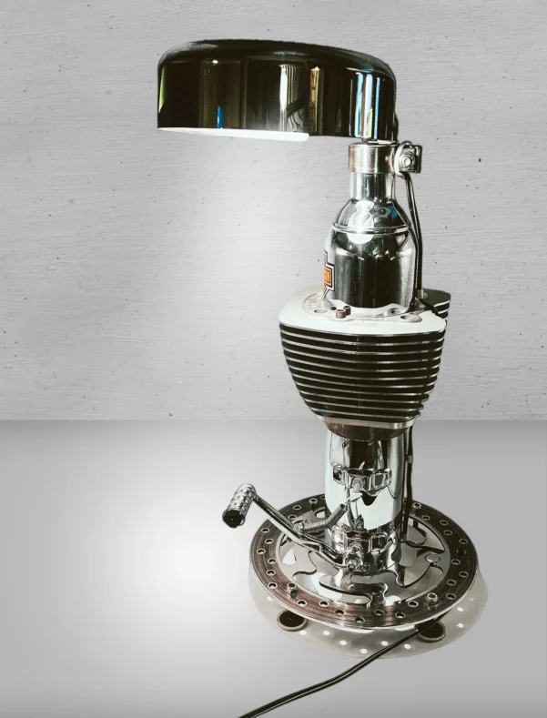 Unique Harley Davidson Fatboy Motorcycle Lamp, One-of-a-Kind Folk Art - Image 5